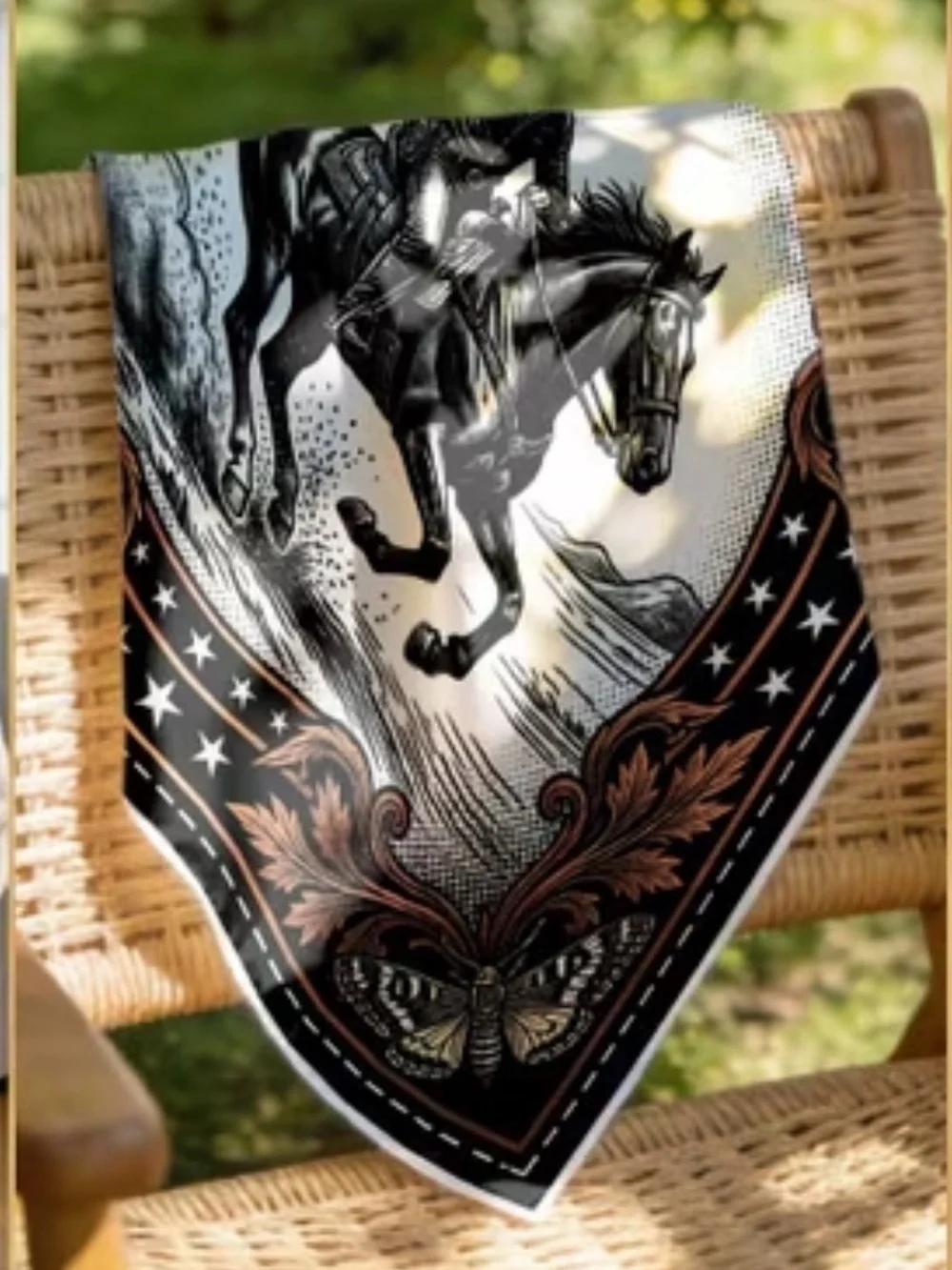 Black & Brown Western Cowboy Print Scarf - Men's Accessory